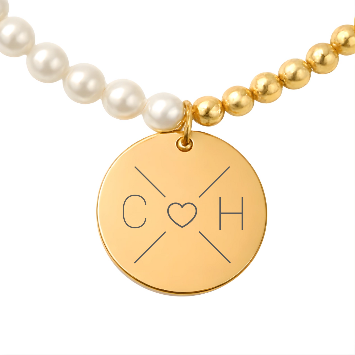 Herzinitial Perlenkette