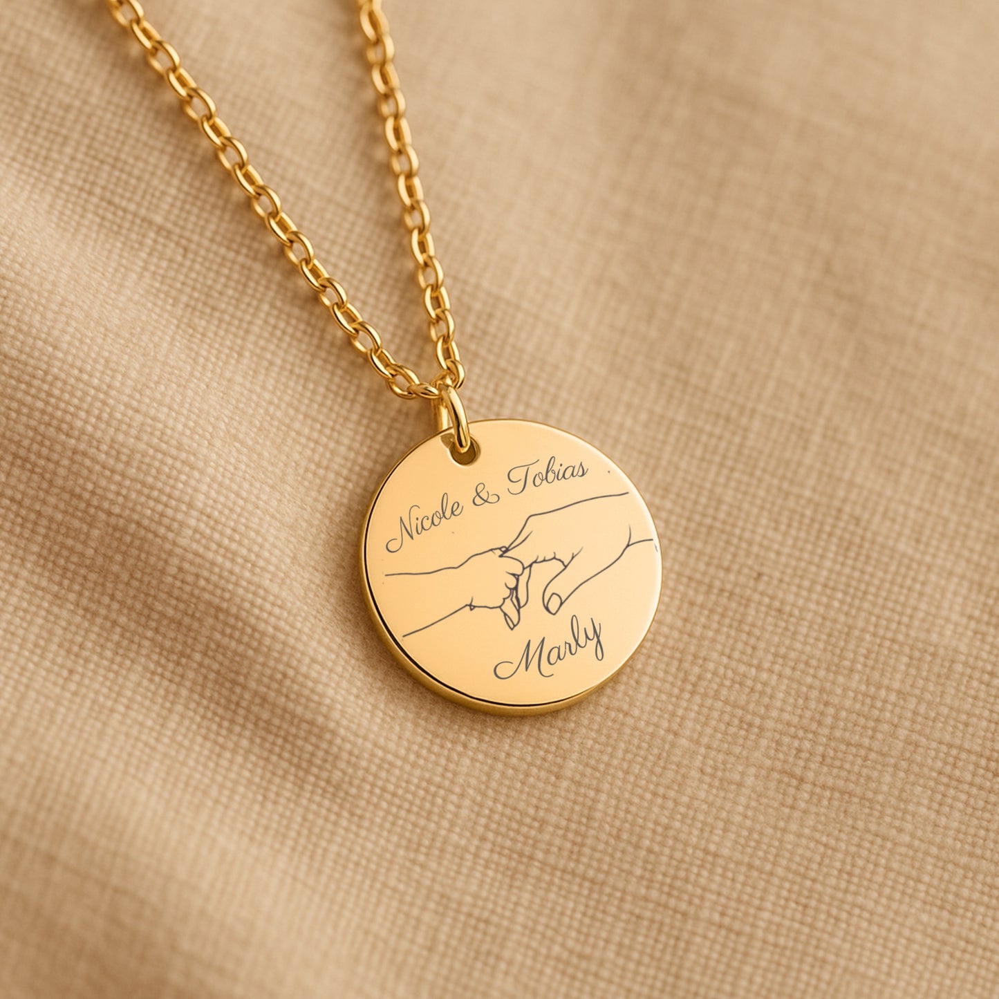 Namenskette Hand in Hand