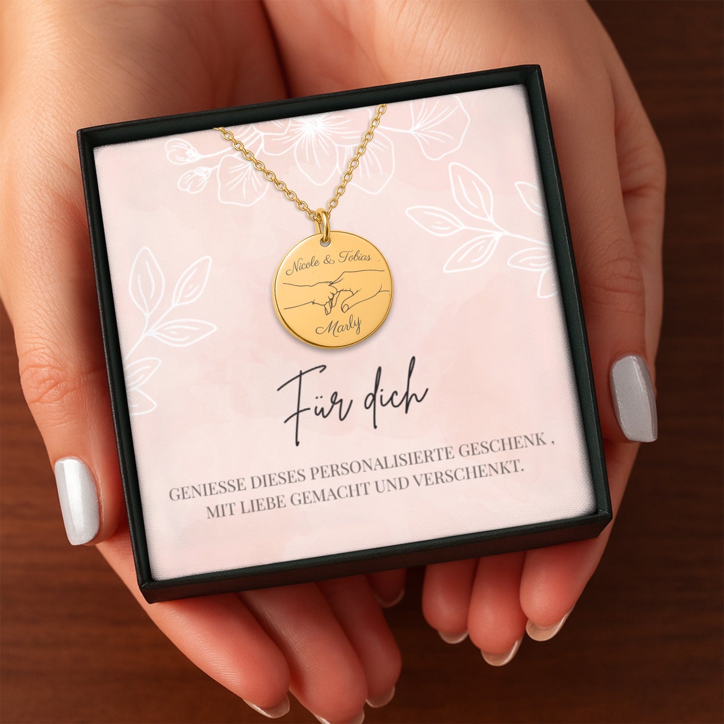 Namenskette Hand in Hand